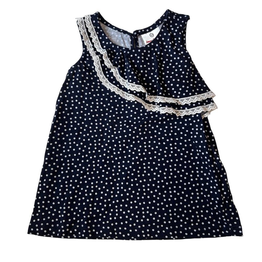 Hanna Andersson Navy Polka Dot Ruffled Top 110